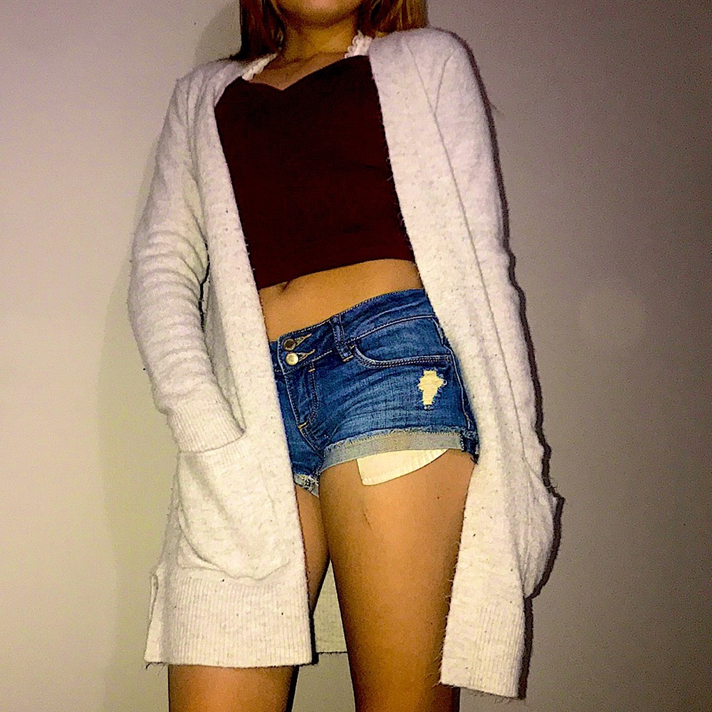 White cardigan